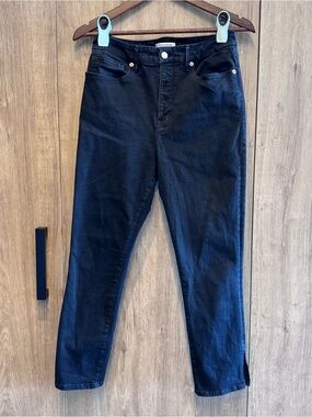 Good American High Waisted Cropped Skinny Good Waist Crop 10/30 Black Jeans